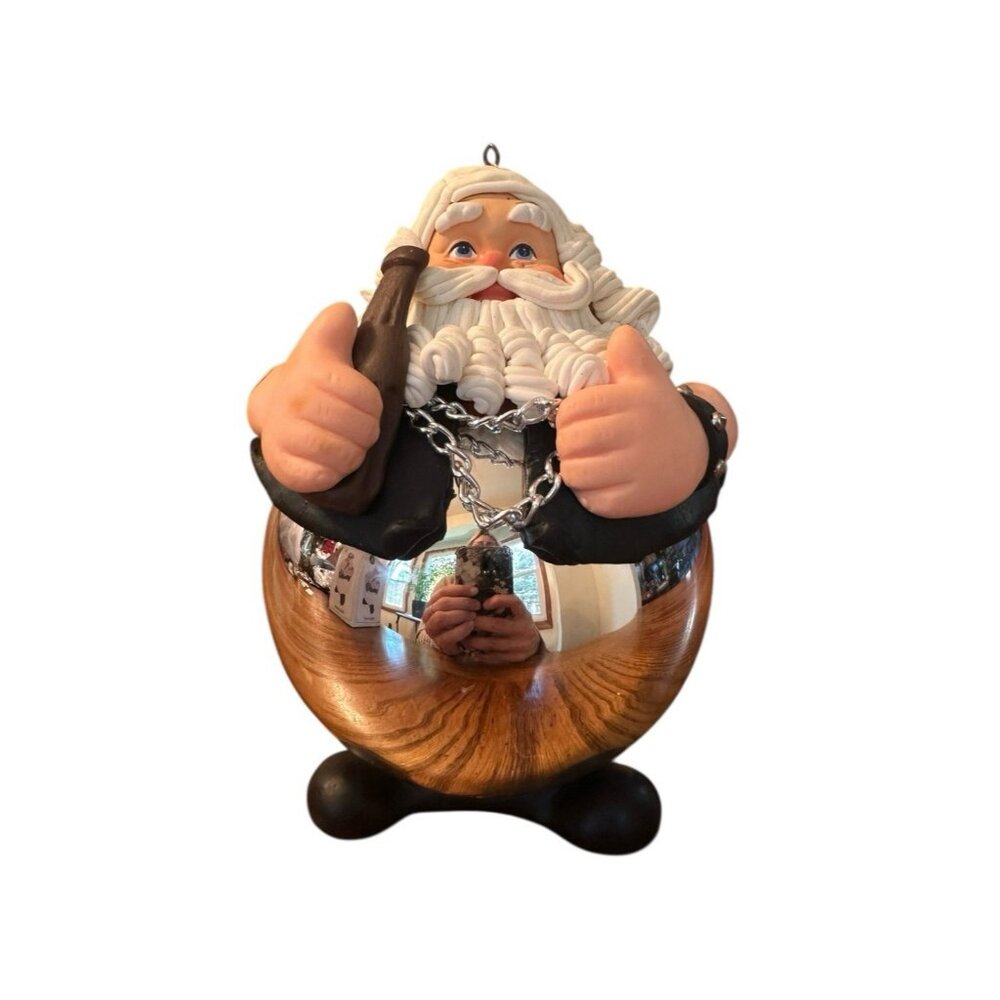 Dept 56 Christmas Santa Biker Round Ornament Tattoo VTG Born to Be Wild 18447 6"